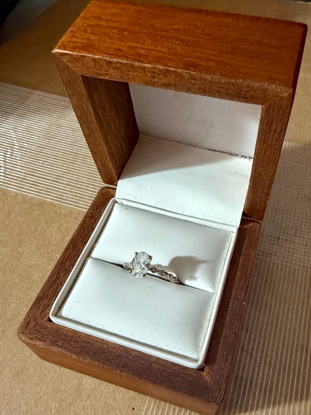 Fern Engagement Ring 18k White Gold 1.04 Carat lab diamond